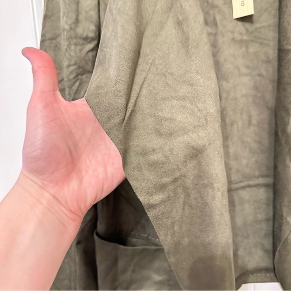 NWT Max Studio olive green faux suede open front relaxed jacket size L - Picture 6 of 10